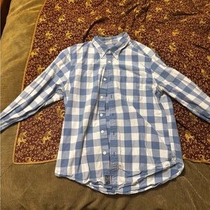 Abercrombie & Fitch Light Blue and White Plaid Shirt
